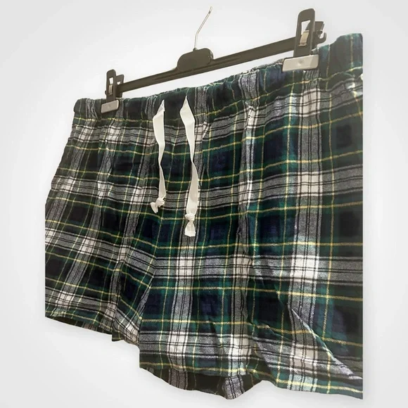 ⬇️🇨🇦👌*EUC* KNIX | XL | Green plaid flannel PJ shorts - elastic waistband - Picture 6 of 16